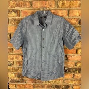 Theory Blue & White Striped Button Down